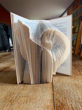 Silhouette d'un chat réalisé en pliant les pages d'un livre